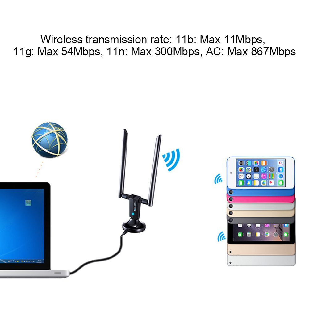 USB 3.0 WiFi Receiver Dongle 1200M RTL8812AU Gigabit