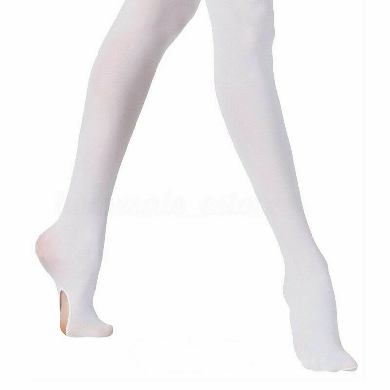 Convertible Tights Slim Dance Stockings Ballet Hose Dancewear Kids Adult Ballet-White