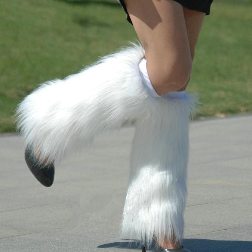 Hot Women Faux Fur Leg Warmers Fluffies Shaggy Boot Shoes C