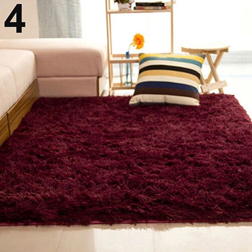 Living Room Bedroom Home Anti-Skid Soft Shaggy-Claret-red
