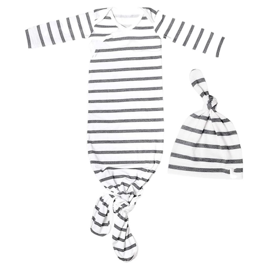 Newborn Infant Soft Baby Sleeping Bag With Hat Anti-shock Stripe