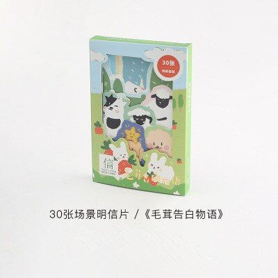 30 Pcs Set Cartoon Animals And Girl Postcard Heteromorphism
