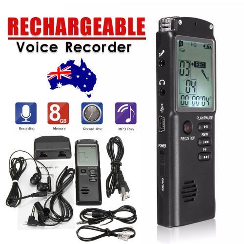 8GB Portable Rechargeable LCD Digital Audio Voice Recorder