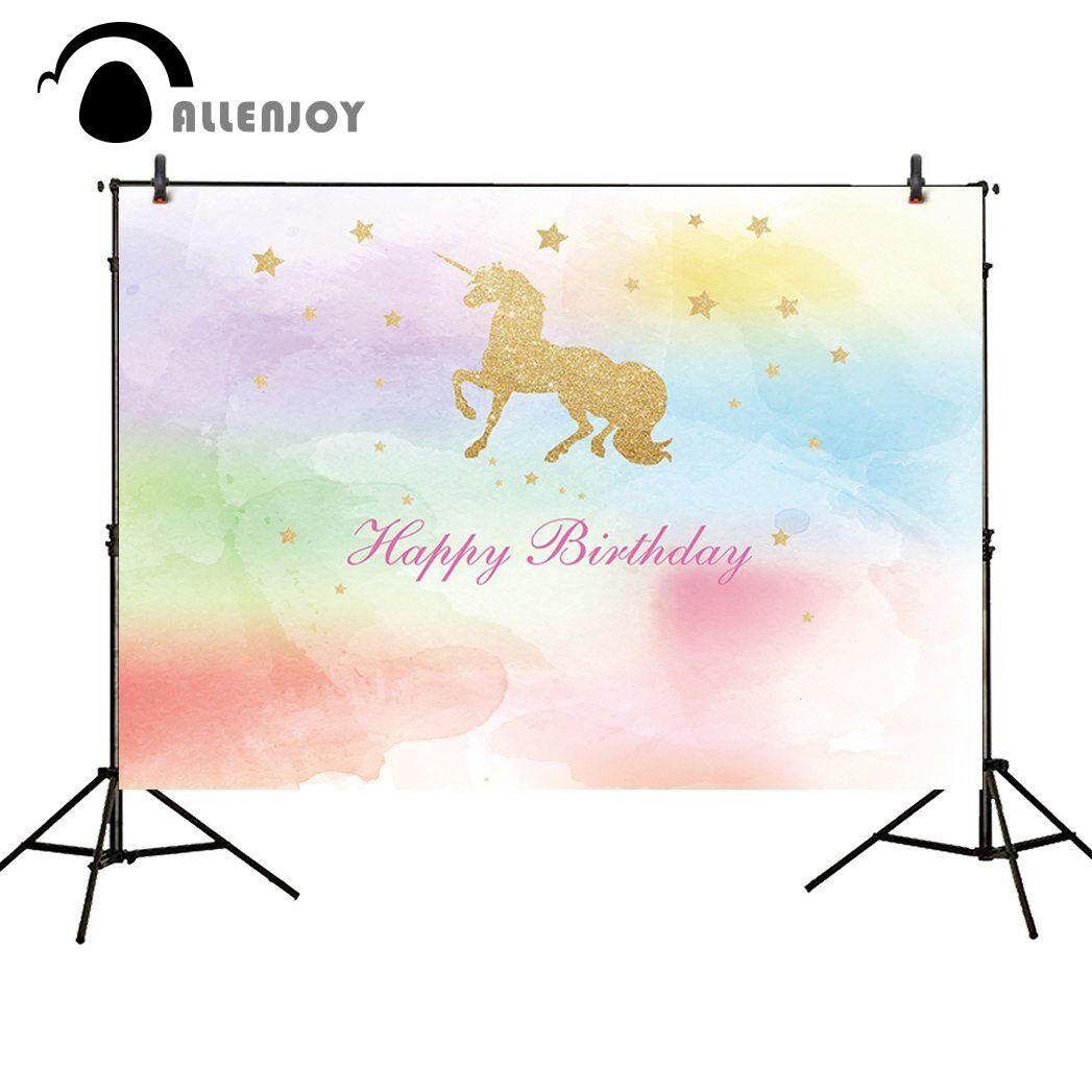 7x5ft Vinyl Birthday Backdrop Unicorn Photography Background #90*150cm Aqua