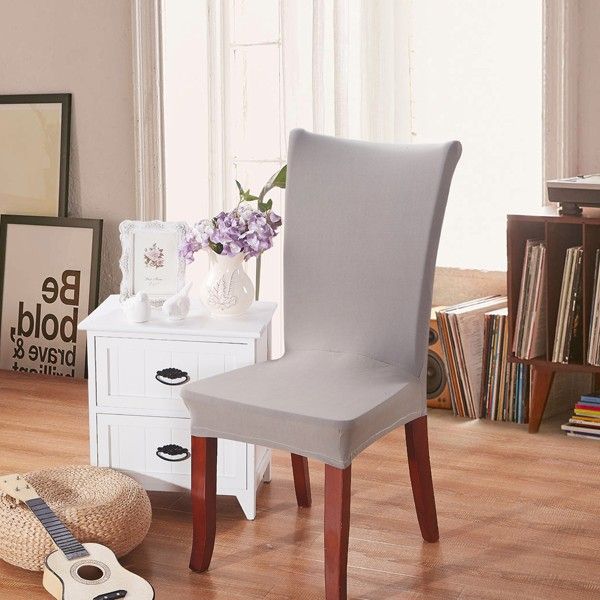 Elegant Fabric Solid Stretch Chair Seat Cover Computer Dining Room Kitchen Wedding Decor Light Grey