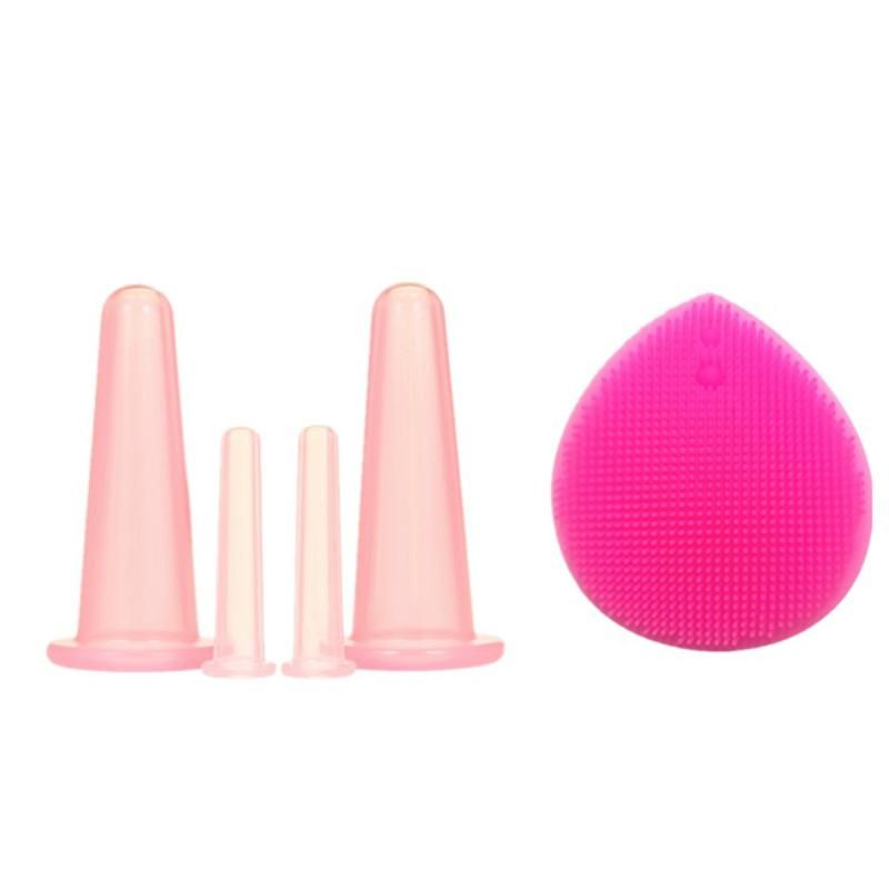 Kit Cupping Skin Massage Health Care Size Jar With Sing 5pcs/set Beauty 2 Brush Silicone Lifting Neck Eye Cups