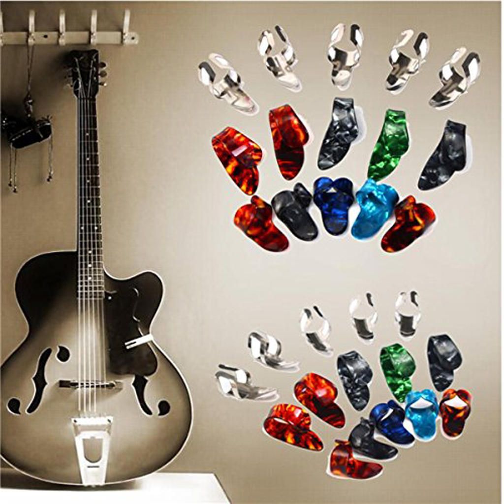 Stainless Steel Celluloid Thumb Finger Guitar Picks Pack Of 15