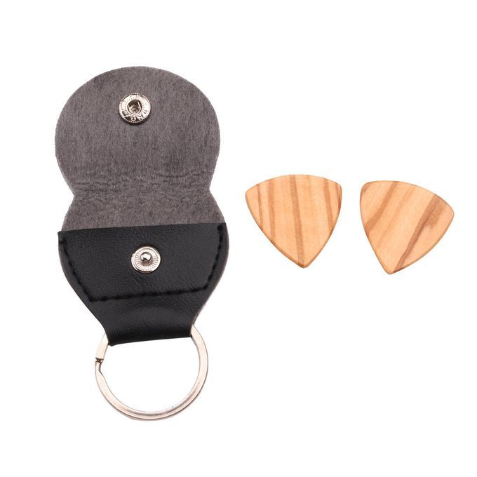 Guitar Pick Plectrum Case Bag Key Chain Bag With Wood Guitar Black