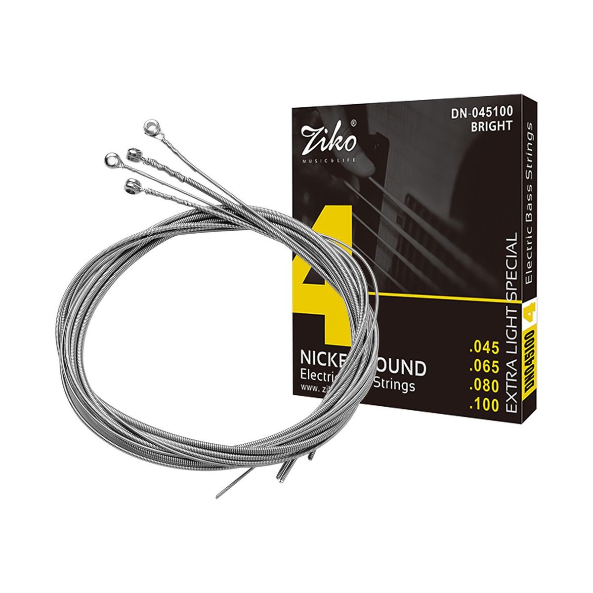 Electric Guitar Bass Strings Hexagon Alloy Wire Nickel Wound Bright Corrosion Resistant 4 Strings Set(.045-.100) Extra Light Special