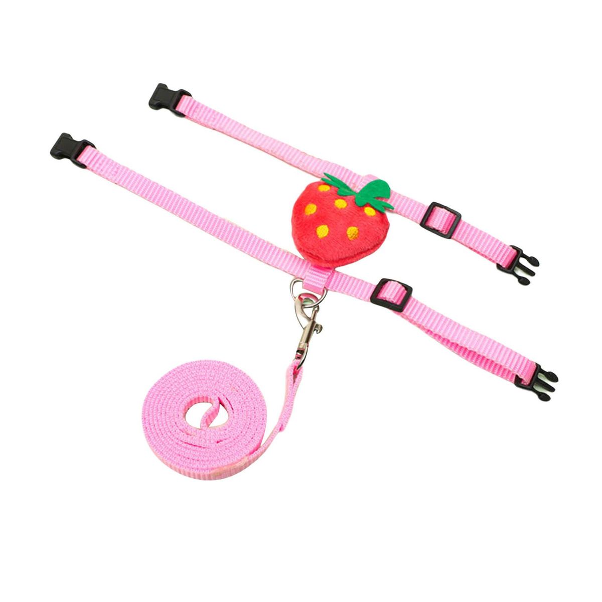 1 Set Cat Harness Strawberry Doll Pet Cat Rabbit Harness Traction Rope Set Pink