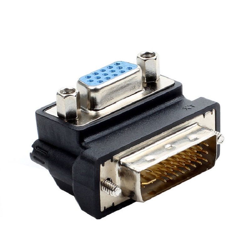 DVI To VGA Adapter DVI-I Male 24+5 Pin To VGA Female 90° Elbow HD Video