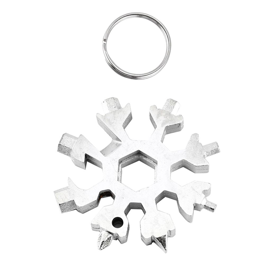 18 In 1 Stainless Steel Snowflake Multi Tool Keychain Hand Tool Silver