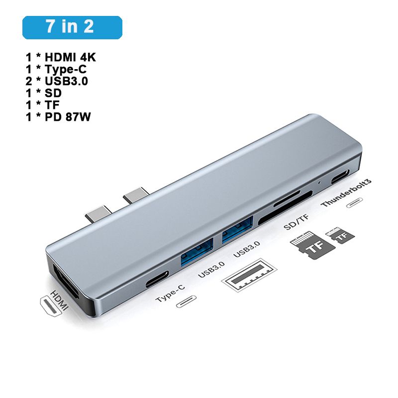 USB C Hub Adapter For MacBook Pro/Air 2020 2019 2018,7 In 2