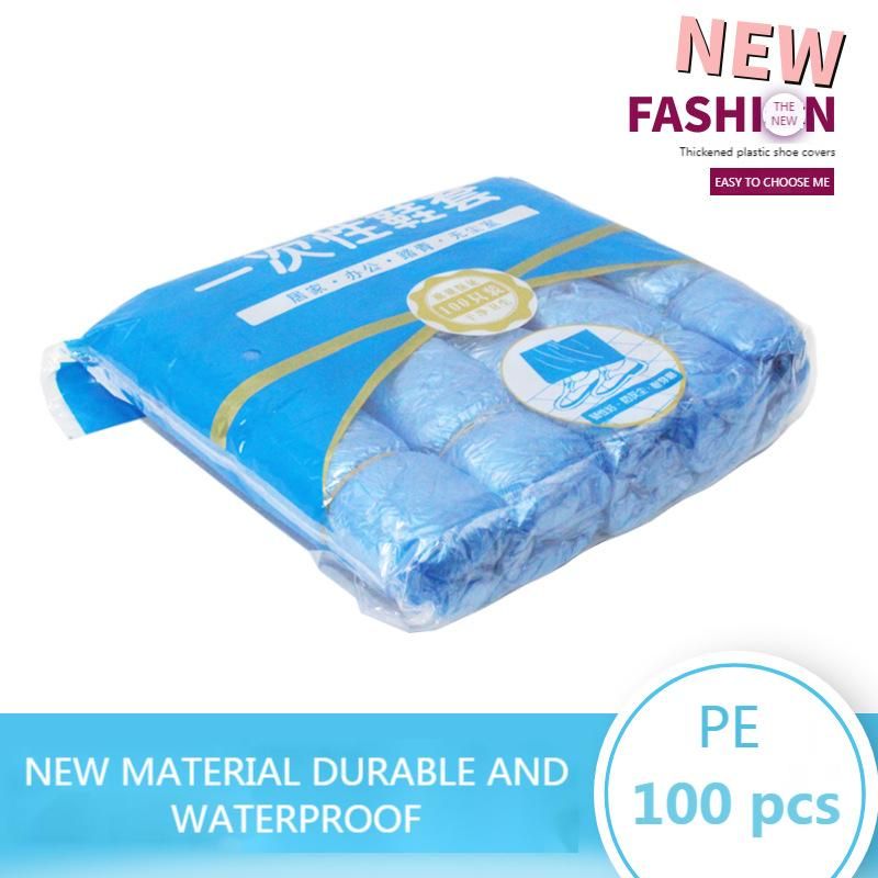 1Pack/100 Pcs Portable Waterproof Boot Covers Plastic Non-slip Wear Disposable Shoe Covers Overshoes Rain Shoe Covers Mud-proof
