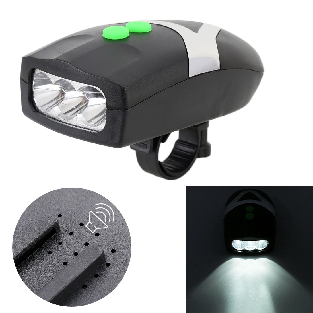 Mountain Bike Headlight Horn LED Flashlight Bicycle Electric Horn With Light