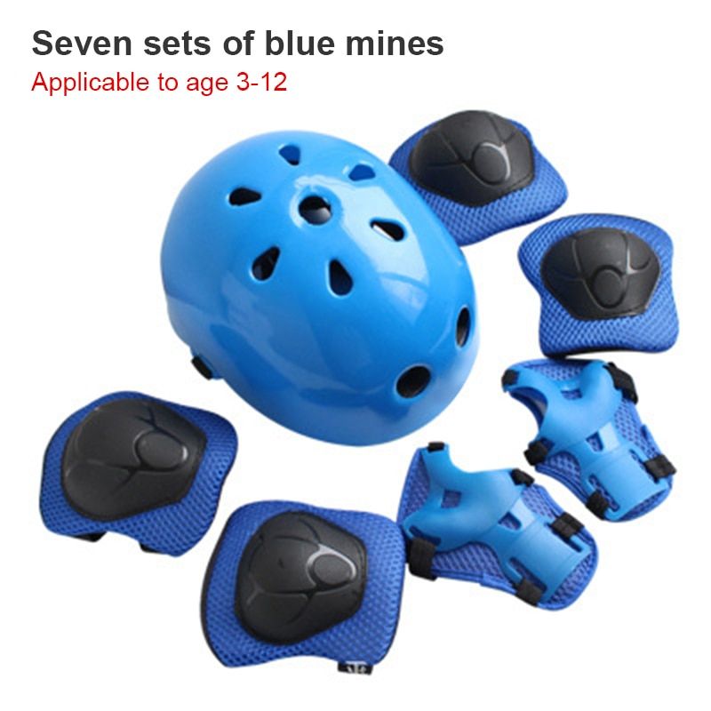 7PCS Kid Protective Gear Set Knee Wrist Guard Elbow Pads Bicycle Skateboard Ice Skating Roller Knee Protector Guard Sport Safety