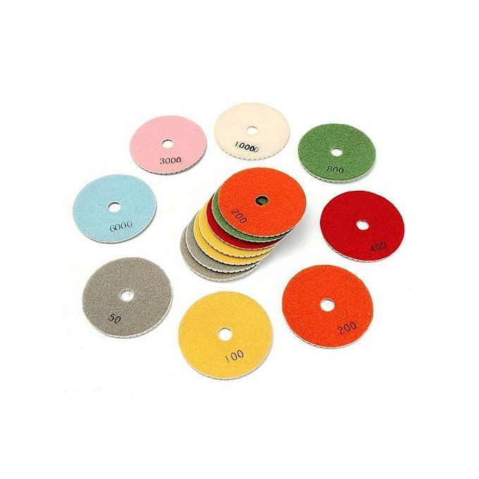 4 Inch Diamond Polishing Pads Wet/Dry 16 Piece Set Granite Stone Concrete Marble