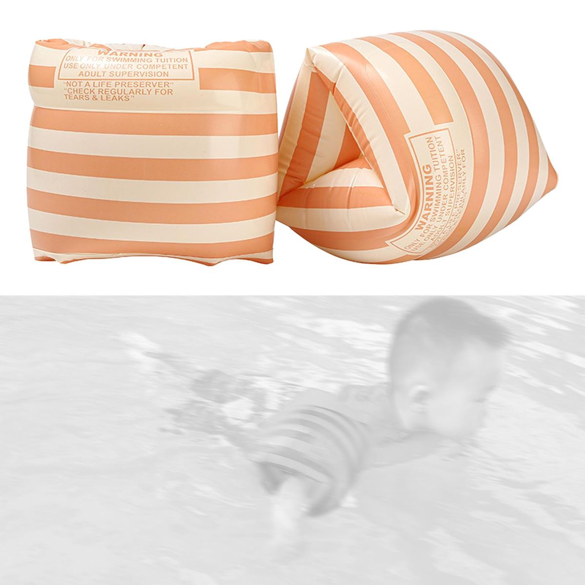 Kids Swimming Arm Float Rings Swim Arm Bands Orange Stripe
