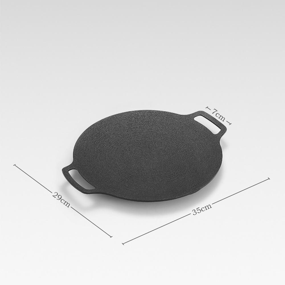 35cm Thick Cast Iron Frying Pan Flat Pancake Griddle