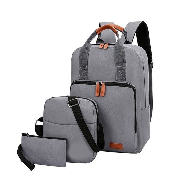 3 Pcs Student School Bag Waterproof Usb Charging Book Bag
