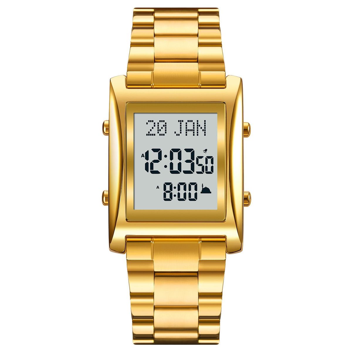 SKMEI 1815 Muslim Digital Watch for Prayer Qibla Compass Hijri Calendar Quran Bookmark City Selection Function Date Week Alarm Backlight 30M Waterproof Men Azan Watches Islamic Wristband Men's Gifts