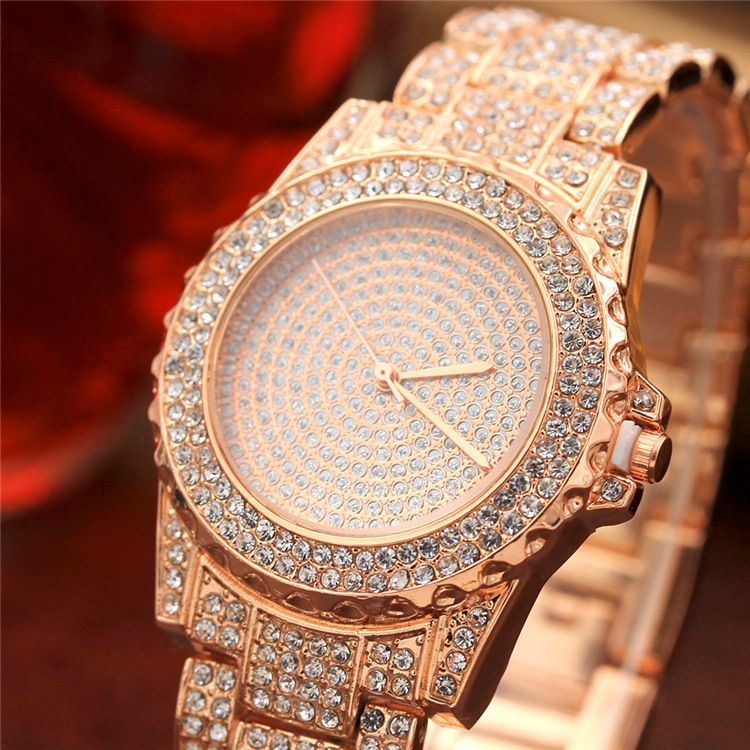 Luxury Iced Unisex Wrist Watch-Rose Gold