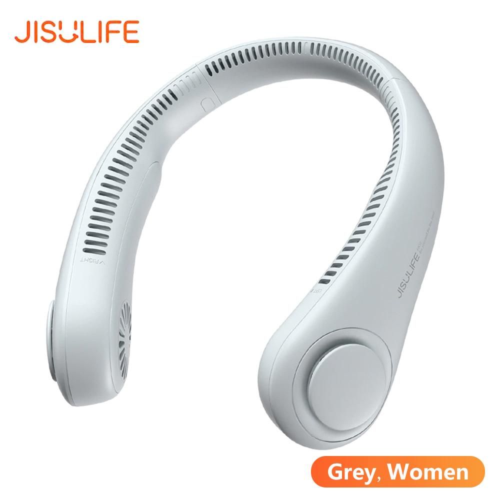 JISULIFE Portable Neck Fan Cordless Bladeless Fan 3 Speeds Adjustable/Low Noise/Type-C Interface/4000mAh Rechargeable/360°Cooling Fans for Home Outdoor
