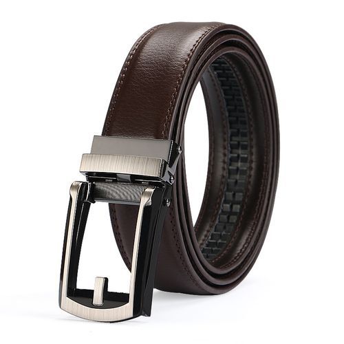 Mens Leather Belt Automatic Buckle Belts Fashion Brown