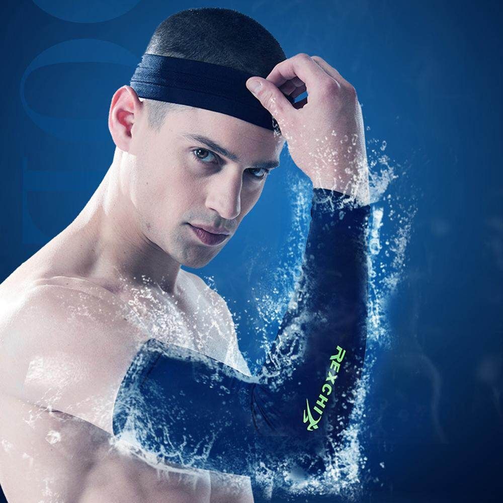 Men Outdoor Stretch Long Sleeves Ice Silk Summer Sport Armband Sunshade Cover White