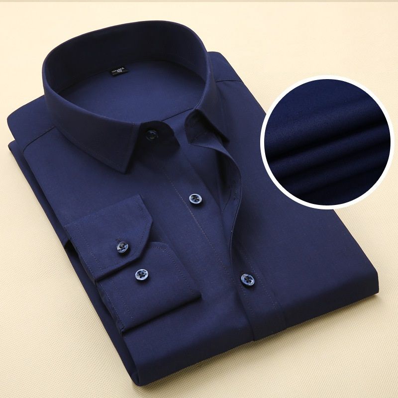Men Corporate Quality Plain Long Sleeve Navy Blue Shirt