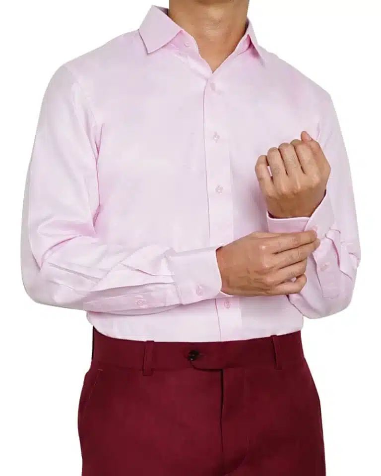Men‘s Shirt Fashion Formal Long Sleeve Business-Pink
