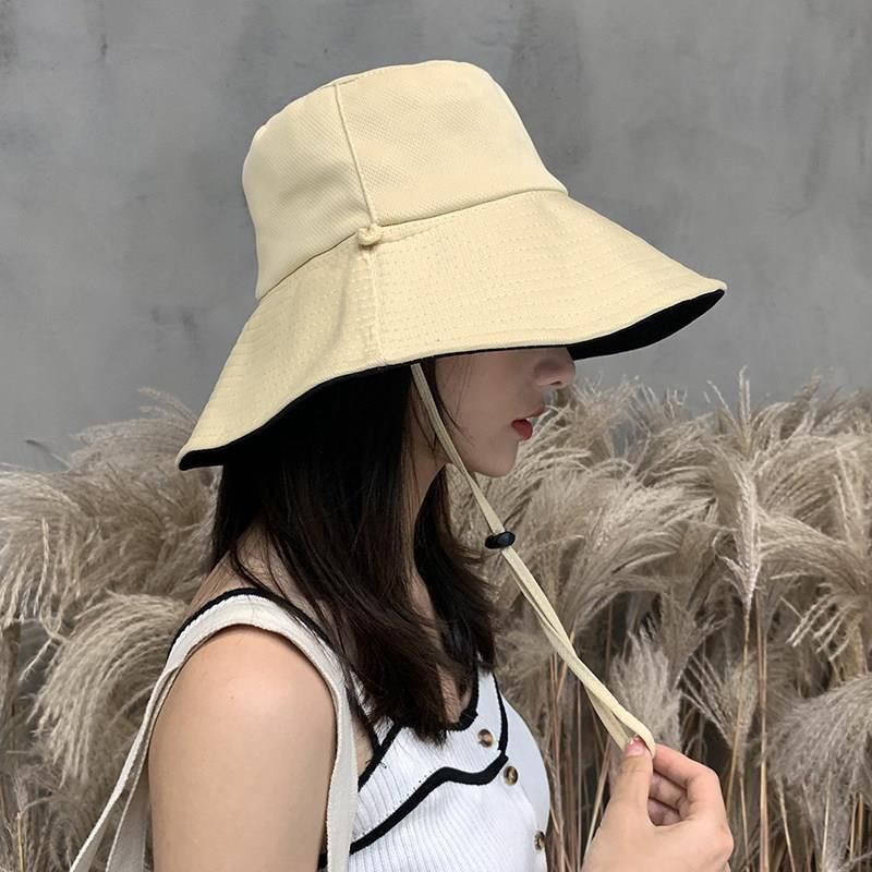 Large Brimmed Women Bucket Hats Double-sided Girl Sun Caps
