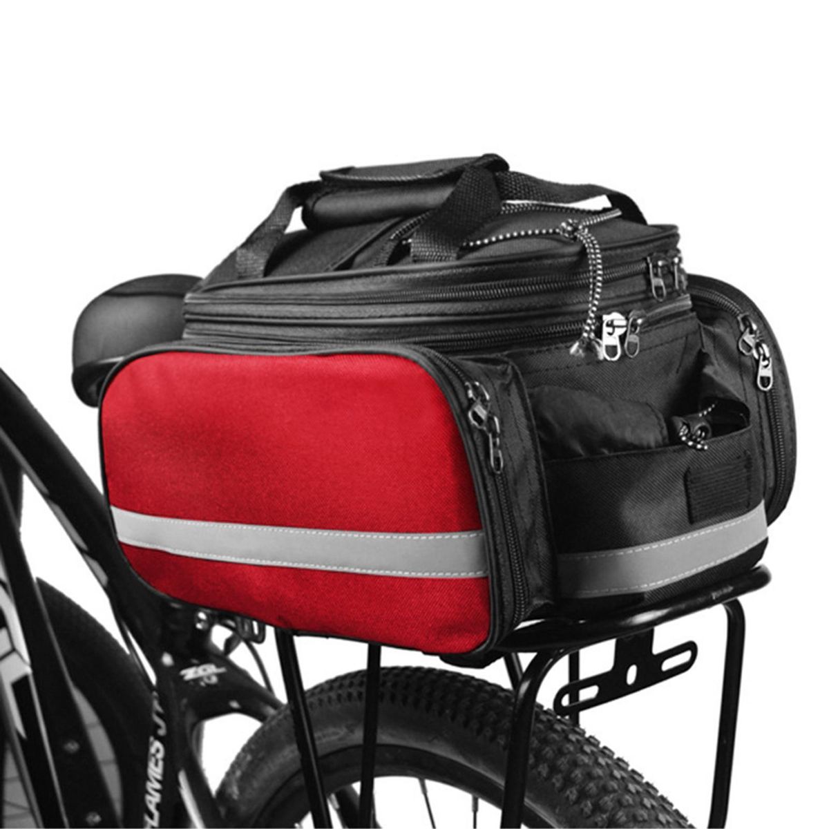 Bicycle Rear Seat Bag Expandable MTB Bike Rack Bag Cycling Luggage Carrier Trunk Bag with Rain Cover