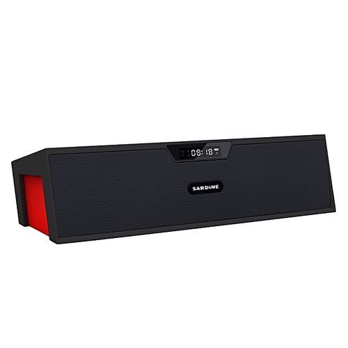 Portable Super Bass Hi-fi Bluetooth Hands-free Stereo Speaker Music Player With MIC Alarm Clock FM Radio TF Card Slot USB 3.5mm AUX-IN For IPhone IPad IPod Cellphones PC MP3 (Black+red) HT-S