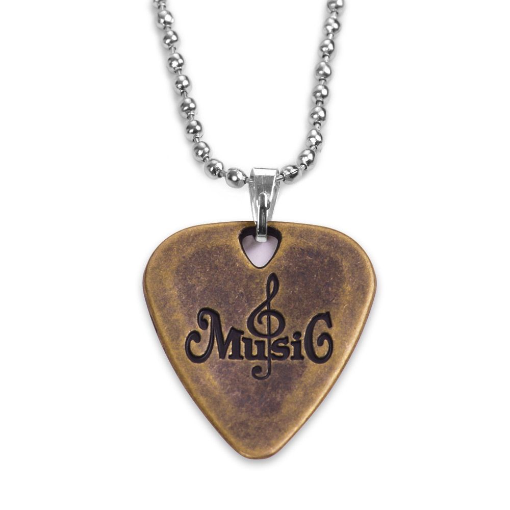 Metal Guitar Pick Necklace Zinc Alloy 1.2mm Thickness With