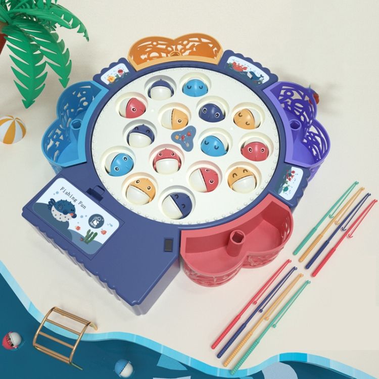 Fishing Toy , Colour: Blue Charging Style+15 Fish 4 Rods