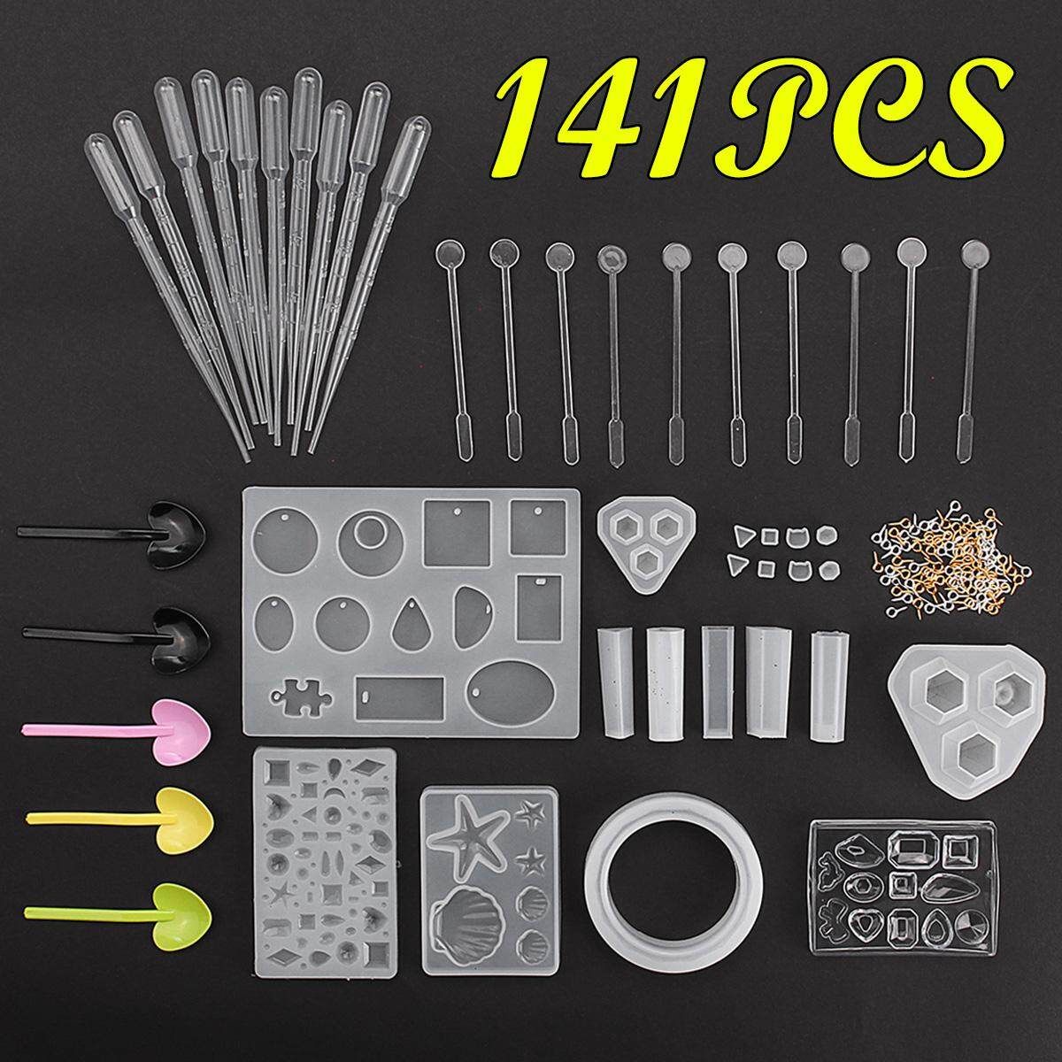141PCS DIY Resin Casting Molds Silicone Jewelry Pendant Craft Making Mould Pendant Tray