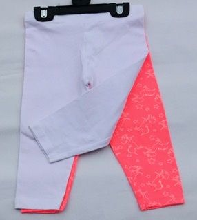 Girls Pony Pink And White Crop Length Leggings