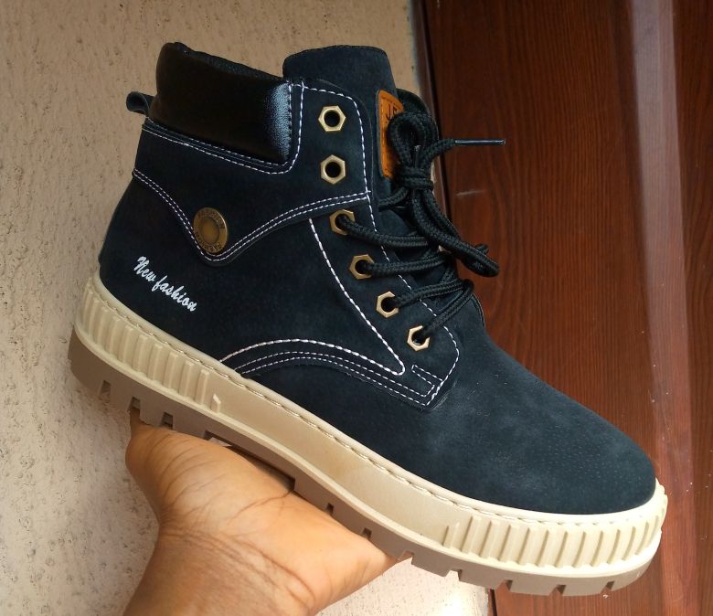 Men's Fashion High Top Sneakers In Black