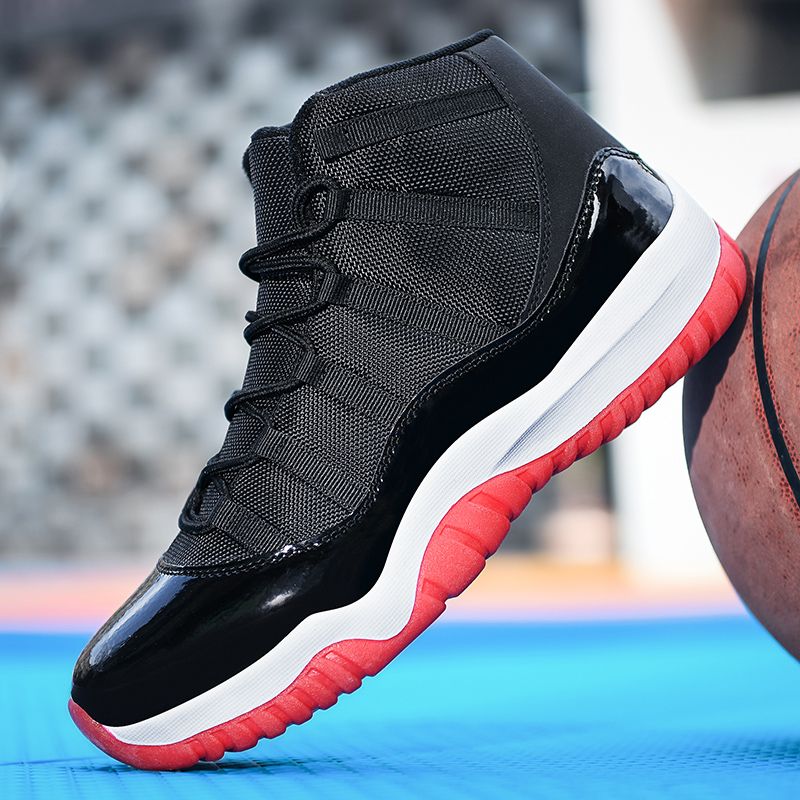 High-top Sneakers Men Basketball Shoes Size 45 46 47 High Quality Outdoor Sports Shoes Students Competition Professional Athletic Basketbasll Sneakers Training Shoes Non-slip Male Footwear Black