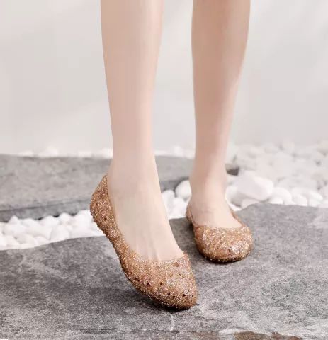 GOLD Casual Bling Female Mesh Slip On