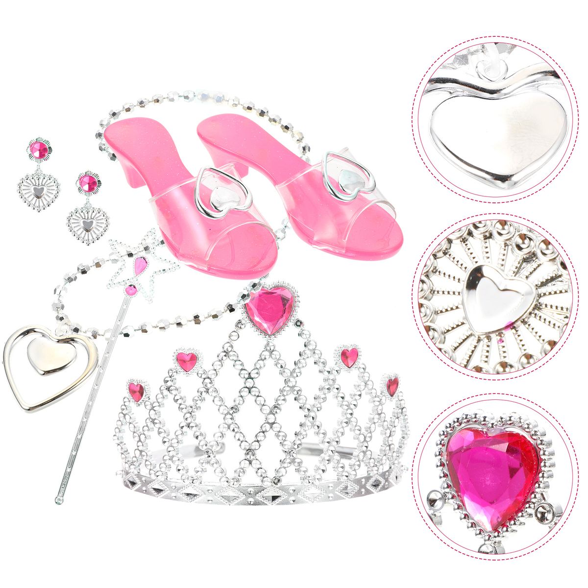 Child Princess Toddler Dress Kids Shoes Girls 4-6 High Heels Jewelry Little Set