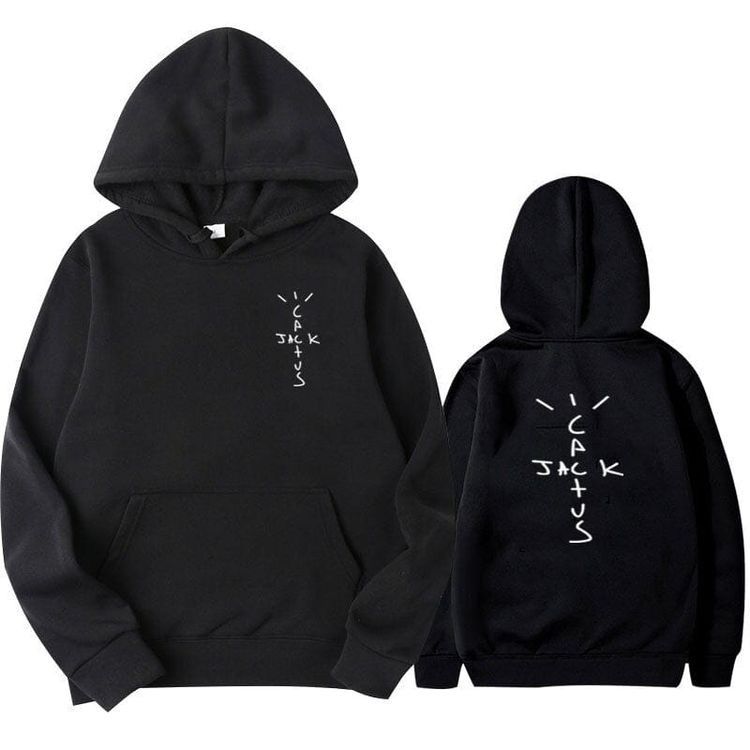 Jack Cactus Printed Hoodie Black