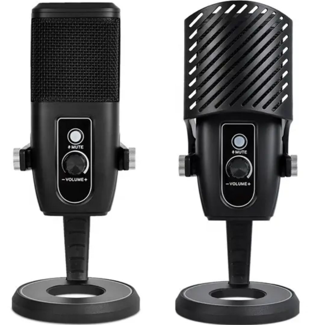 Podcast Microphone Condenser Audio Video Gaming Recording Laptop Computer USB Mic + Type C & Iphone Adapter