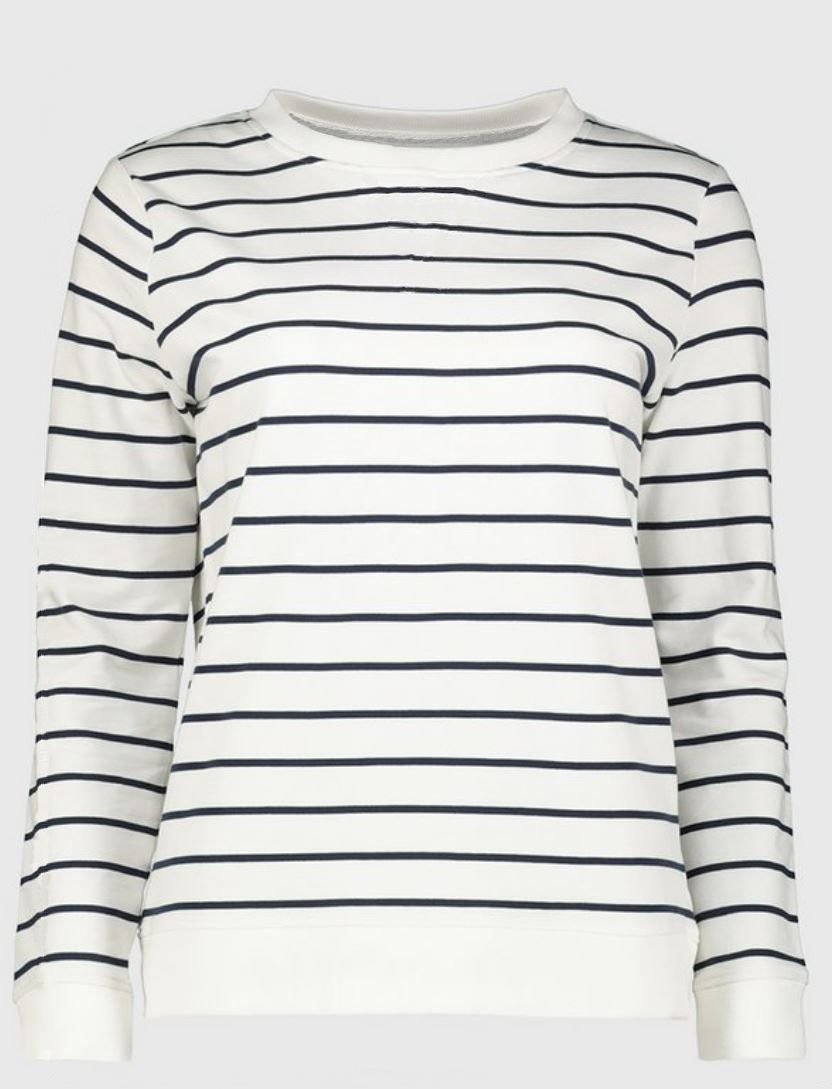 Women's Cream Navy Blue Strip Sweatshirt