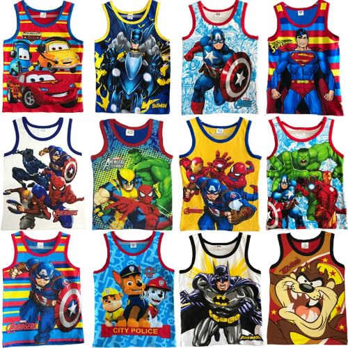 12Pcs Cartoon Characters Boys Colourful Singlet