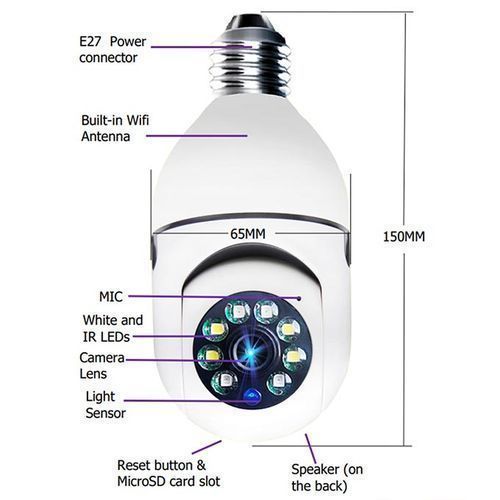 Wireless 360 Rotational Light Bulb Wifi PTZ IP Camera