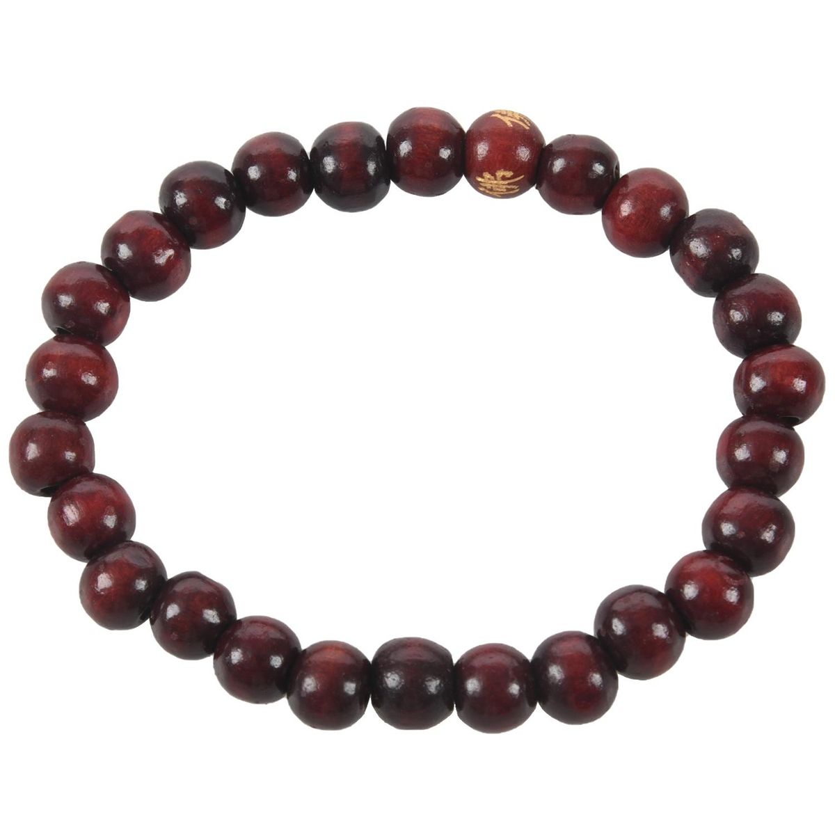 Buddhist Brown Wood Round Beads Elastic  Wrist