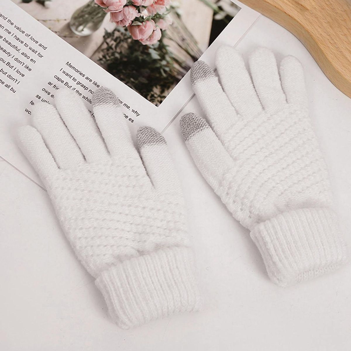 1 Pair Motorcycle Winter Thermal Girls Winter Bike White
