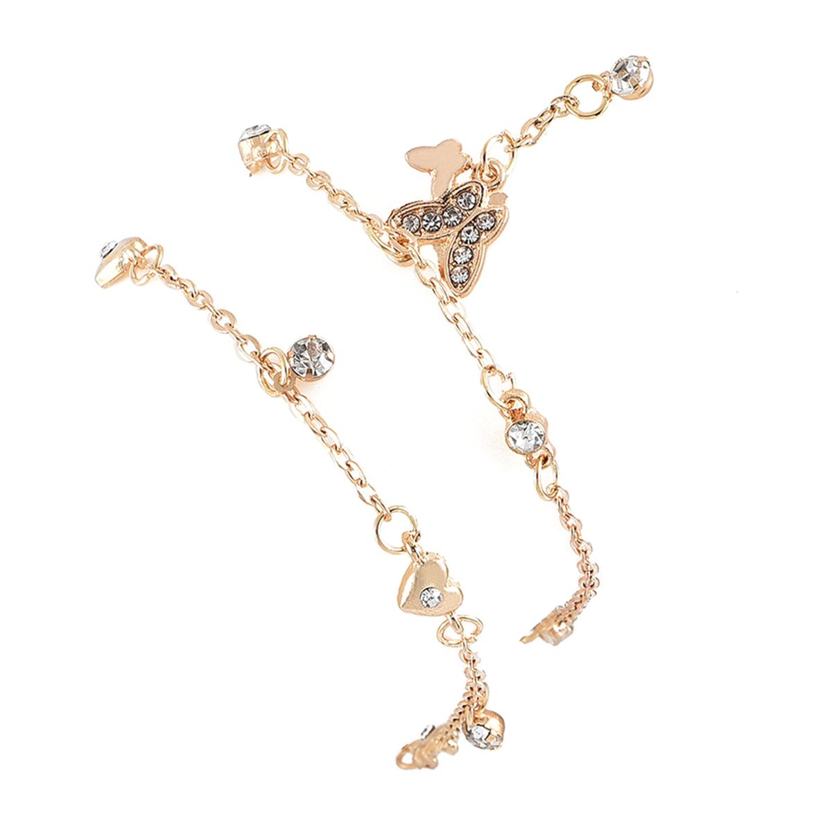 Women All-match Small Butterfly Heart Double Layered-Golden